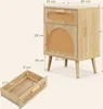 Stolik nocny COSTWAY rattan, szafka nocna z szufladą i Podgląd zdjęcia produktu 3