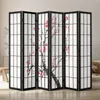 A six-panel folding room divider with a Japanese-inspired design, featuring a black frame and panels decorated with a painting of a cherry blossom tree. Anteprima dell’immagine prodotto