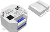 A white electronic device with blue connectors and a separate white sensor unit are shown against a white background. Produktbild-Vorschau
