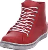 A single red high-top sneaker with white laces is shown against a white background. Voir les images du produit