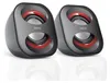 A pair of black and red stereo speakers. Produktbild-Vorschau