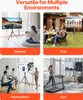 Collage of four scenes showing a TV stand in different environments: bedroom, patio, meeting room, and gym. Anteprima dell’immagine prodotto