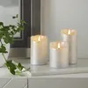 LED Stumpenkerze RUSTIC - Echtwachs - warmweiße 3D Flamme - H: 15cm - Batterie - Timer - silber Anteprima dell’immagine prodotto