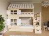 Hausförmiges Etagenbett HÜTTCHEN mit Treppen und Stauraum Produktbild-Vorschau 2