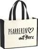 Huuraa Jutetasche Pfarrerin mit Herz 21 Liter Black Jute Produktbild-Vorschau 1