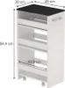 A product shot of a white and anthracite roll cart with dimensions indicated by text overlays. Voir les images du produit