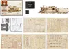 A collage of images showing a ROKR 3D-Holz-Puzzle Prime Steam Express model kit, including the box, a finished model, and unassembled wooden pieces. Podgląd zdjęcia produktu