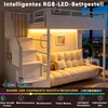 Flieks Etagenbett 90x200cm mit Led, Hochbett Metallbett mit Produktbild-Vorschau 7