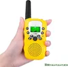 A hand holding a yellow walkie-talkie with a white background. Produktbild-Vorschau