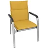 A yellow outdoor chair with a metal frame, shown against a white background. Produktbild-Vorschau