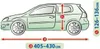 Diagram showing dimensions of a car cover. Voir les images du produit