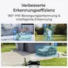 Collage of images showcasing the Reolink Argus 4 Pro camera's features, including pet detection, human detection, and vehicle detection, along with a wide-angle view of an outdoor setting. Produktbild-Vorschau