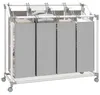 HOMCOM Wäschekorb Wäschesammler 4 Fächer 160 L Räder Produktbild-Vorschau 1