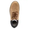 A top-down view of a tan boot with brown laces and white fur lining. Produktbild-Vorschau