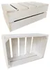 Two views of a white wooden crate, one from the side and one from the top. Produktbild-Vorschau