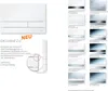 A product image showing a white WC flush plate with various color and finish options displayed on the right side. Produktbild-Vorschau