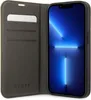 A book-type phone case with card slots is open, revealing a smartphone screen. Produktbild-Vorschau