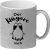 Der Klügere kippt Sekt nach Glitzer-Kaffeebecher Produktbild-Vorschau 1