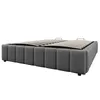 A grey upholstered bed frame with a slatted mattress base, shown from a side angle against a white background. Anteprima dell’immagine prodotto