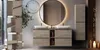 A bathroom vanity with sinks and a mirror, with additional product detail shots on the left. Anteprima dell’immagine prodotto