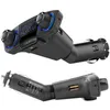 Two views of a black car FM transmitter with a digital display and USB ports. Anteprima dell’immagine prodotto