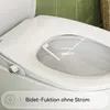 A close-up view of a bidet toilet seat with water spraying from the nozzle. Anteprima dell’immagine prodotto