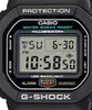 A close-up, front-facing view of a black Casio G-Shock digital watch. Produktbild-Vorschau