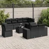 9-tlg. Garten-Sofagarnitur mit Kissen Schwarz Poly Rattan Produktbild-Vorschau 2