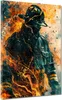 Feuerwehrmann in Flammen Leinwandbild Wandbild Kunstdruck Produktbild-Vorschau 1