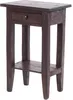A dark brown wooden side table with one drawer and a lower shelf. Produktbild-Vorschau