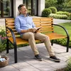 Akord Panca Da Giardino Dalia Nera/Legno Naturale 122X58X82 Anteprima dell’immagine prodotto 9