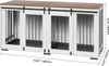 A double dog crate furniture piece with a wooden top and white frame, featuring sliding barn doors. Anteprima dell’immagine prodotto