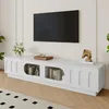 Merax TV Lowboard mit Bogentüren und Glastüren, TV Schrank Produktbild-Vorschau 7