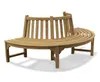 A wooden bench with a curved backrest, shown from a slightly elevated side angle against a white background. Produktbild-Vorschau