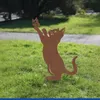 Gartendeko Katze mit Schmetterling, Edelrost-Optik, 47 cm Produktbild-Vorschau 3