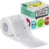 A roll of toilet paper with printed jokes and its packaging are displayed. Produktbild-Vorschau