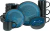 A collection of blue and black stoneware dishes and mugs. Produktbild-Vorschau