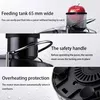 Collage of close-up shots of a juicer, highlighting its features with text overlays. Náhled obrázku produktu