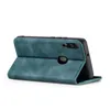 A teal flip cover phone case for a Samsung Galaxy A20e is shown from a side-angle, open. Produktbild-Vorschau
