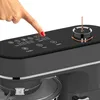 A close-up of a kitchen mixer's control panel, with a finger pressing a button and a dial being turned. Produktbild-Vorschau