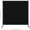 A black room divider on a white background with dimensions indicated. Náhled obrázku produktu