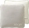 Two pillows are stacked on top of each other, with the front pillow in a light gray color and the back pillow in white. The pillows have a stitched edge. Podgląd zdjęcia produktu