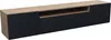 A long, low TV cabinet with a wood-effect top and black front panels. Produktbild-Vorschau