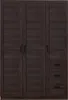 A dark wood wardrobe with three doors and three drawers on the right side. Produktbild-Vorschau