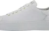 A close-up side view of a white leather sneaker with a platform sole. Produktbild-Vorschau