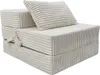 A beige corduroy folding mattress with a pillow. Produktbild-Vorschau