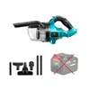 A teal and black cordless handheld vacuum cleaner with accessories and a battery pack shown separately. Produktbild-Vorschau