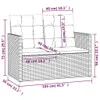 A diagram showing the dimensions of a garden bench with cushions. Produktbild-Vorschau