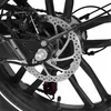 A close-up view of the rear disc brake and wheel hub of an electric bicycle. Produktbild-Vorschau