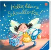 A cartoon illustration of a fairy holding a gift and a pacifier, with stars and a moon in the background. Voir les images du produit